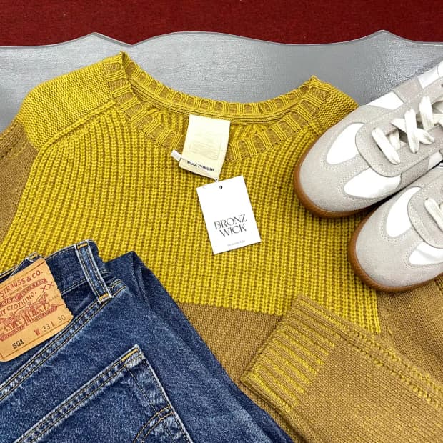 우영미 배색 울 니트 (Man S) / [11708]