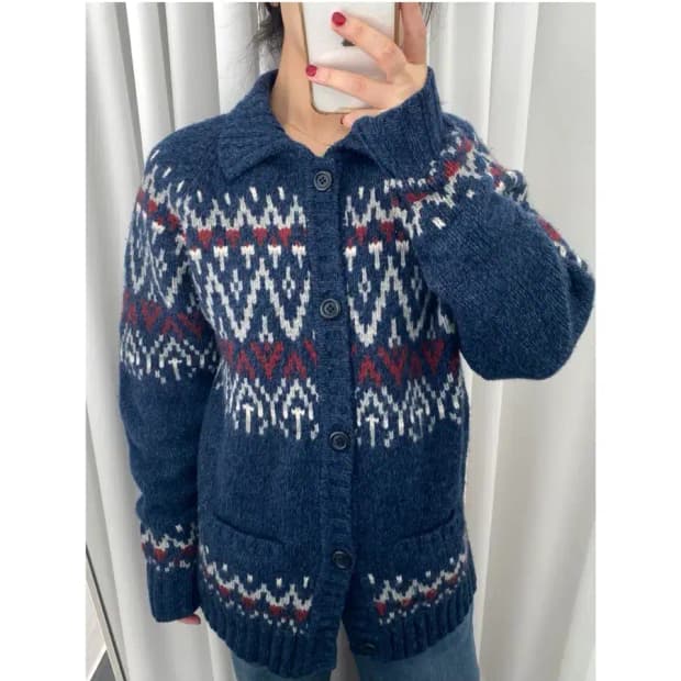 빈티지 노르딕 니트 가디건 Man M [12095]