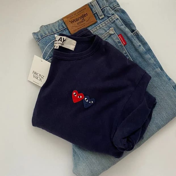 꼼데가르송 라운드 반팔 티셔츠 (Man M) 10681