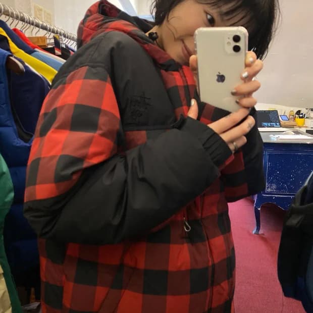 스투시 체크 후드 다운점퍼 (Man XL) 12735