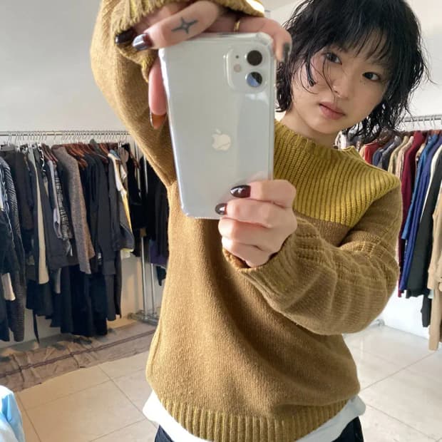 우영미 배색 울 니트 (Man S) 12813