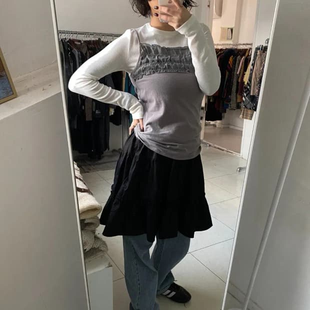 빈티지 프릴 슬리브리스 (Woman S) 12829