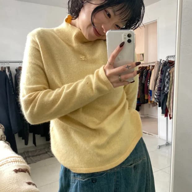 꾸레쥬 하프 터틀넥 니트 (Woman L) 12891