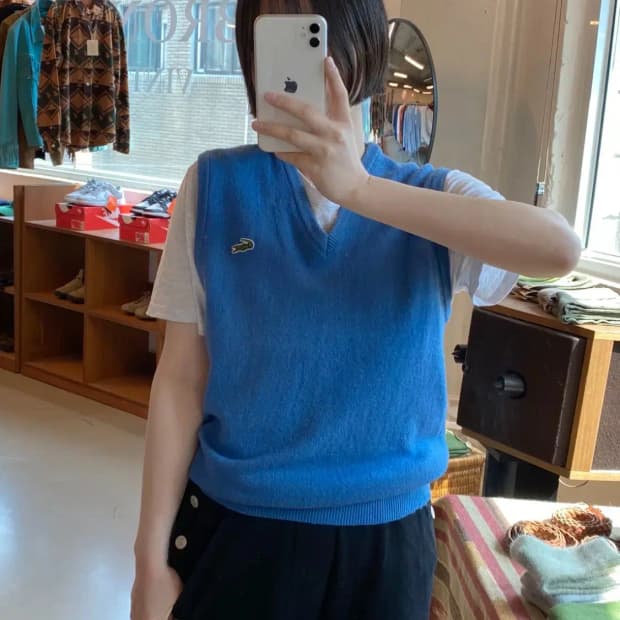 라코스테 브이넥 베스트 (Woman M) B1438