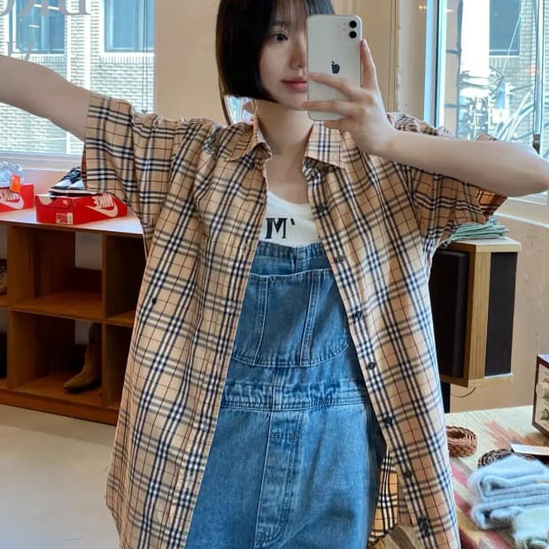 버버리 1/2 체크 셔츠 (Man M) B1610