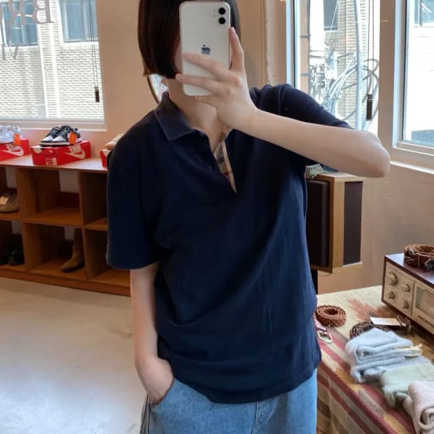 버버리 1/2 카라 티셔츠 (Woman L) B1609