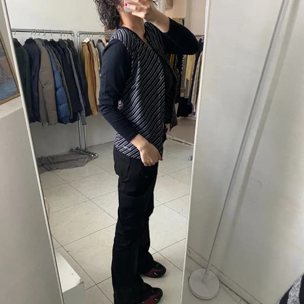 꾸레쥬 스트라이프 버튼 티셔츠 (Woman S) 13200