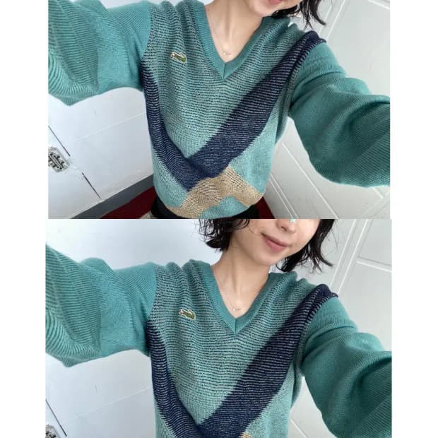 라코스테 패턴 브이넥 니트 (Man L) 13194