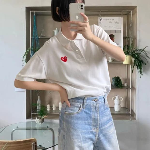 꼼데가르송 카라 1/2 티셔츠 (Woman XL) AB0570