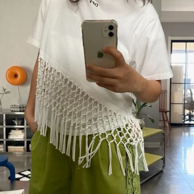 오프화이트 1/2 티셔츠 (Woman M) AB0668