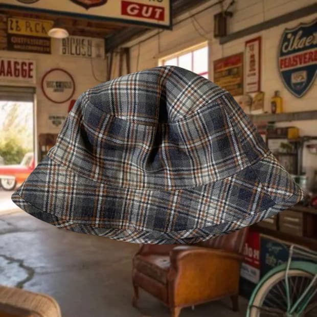 빈티지 체크 버킷햇 (FREE) / [AB1412]