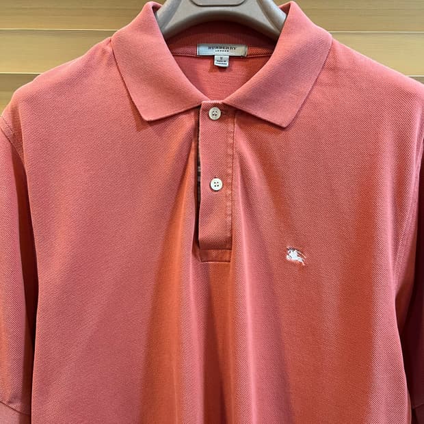 버버리 남성 코랄오렌지 PK카라반팔티셔츠