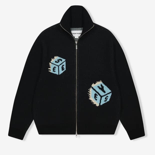 예스아이씨 다이스 집업 니트 가디건 블랙 L