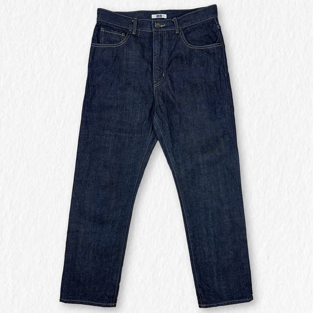 유니클로 생지 일자 데님 팬츠