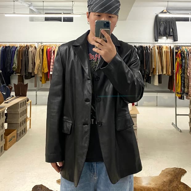 VTG leather blazer jacket 빈티지 양가죽 레더 자켓