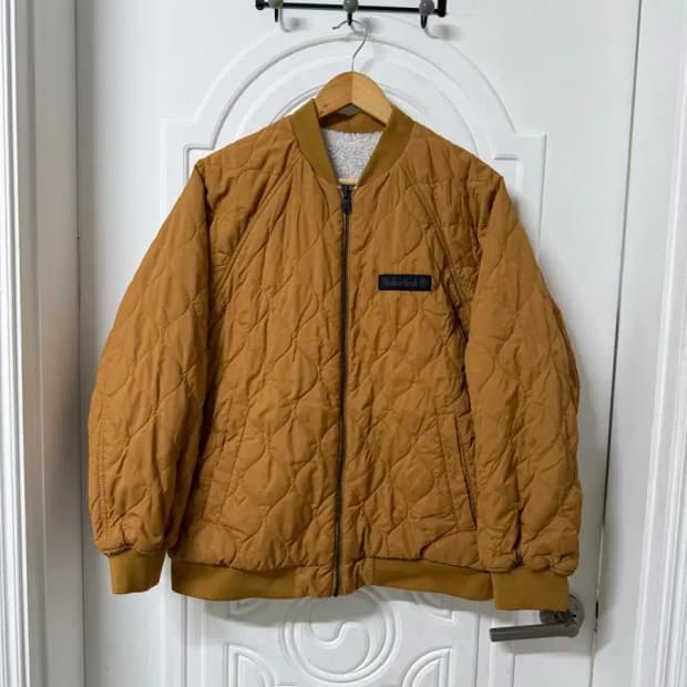L사이즈 팀버랜드 리버시블 퀄팅 봄버 자켓 브라운