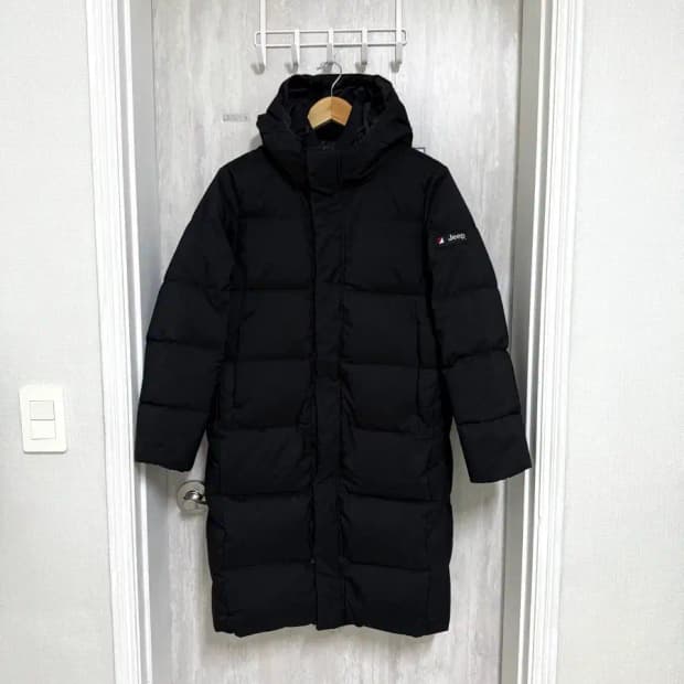 공용 90 S / 지프 덕다운 롱패딩 블랙