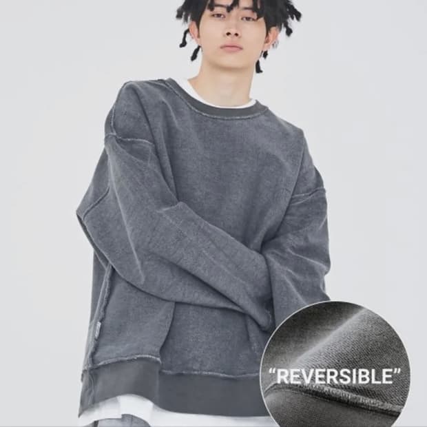 어텐션로우 피그먼트 리버시블 맨투맨