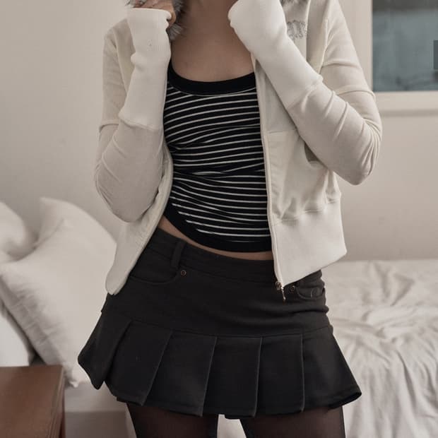 플리즈노팔로우 플노팔 모니카 플리츠 스커트 차콜