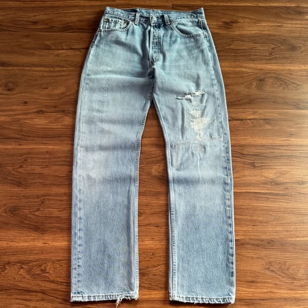 [32]90's 리바이스 501 Made in USA 리페어드 데님 팬츠