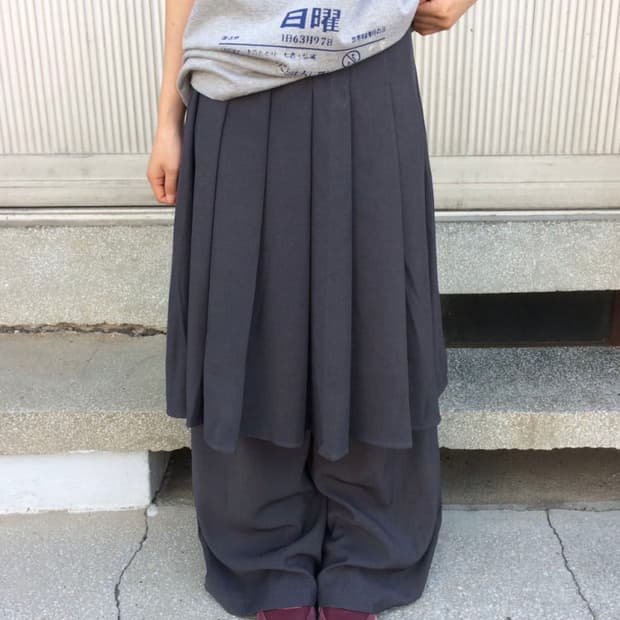 리지 플리츠 스커트 팬츠