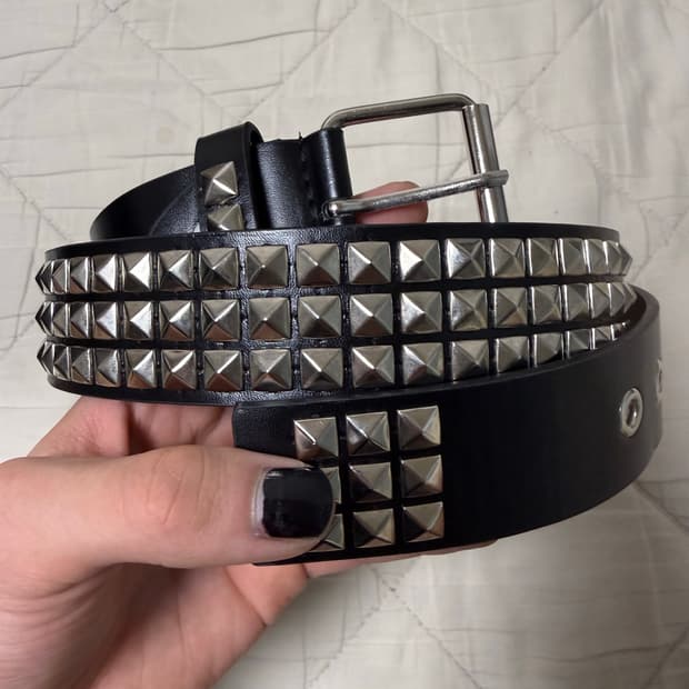 스터드 레더 벨트 