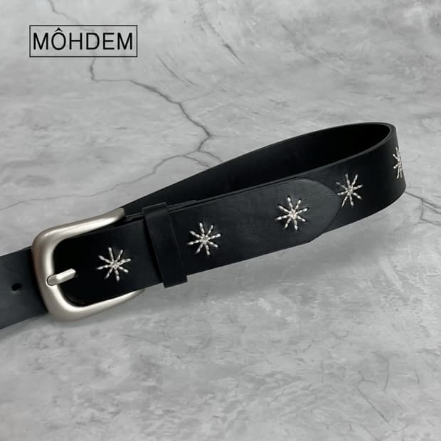 [Unisex] 플라워 자수 가죽벨트