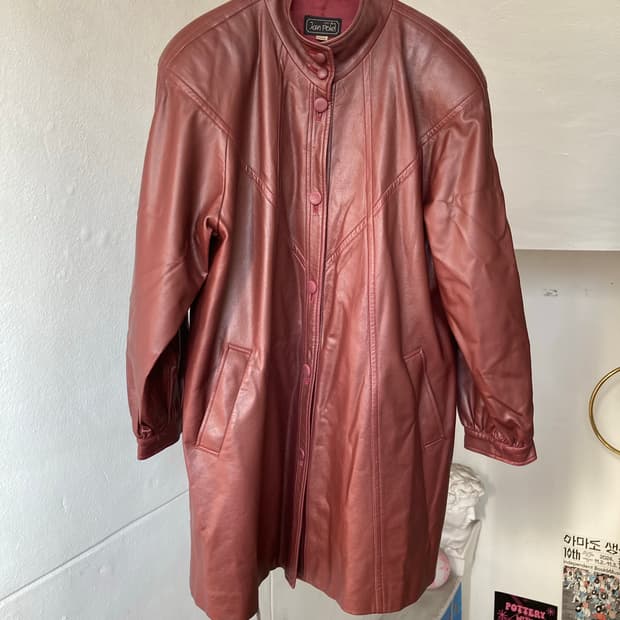 비건 가죽(가죽 x) 버건디 코트