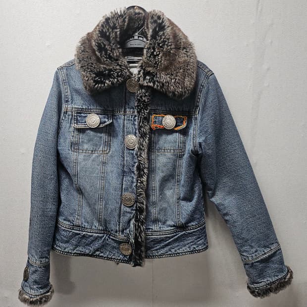 모르간 Y2K 빈티지 퍼트리밍 데님자켓 청자켓 S