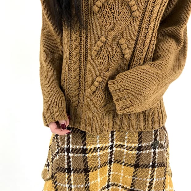 Brown Couching Embroidery Knit