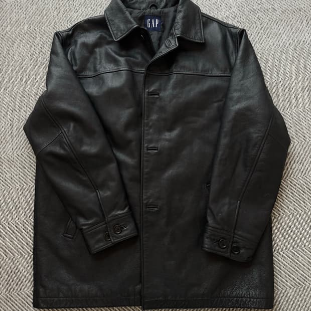 올드 갭 레더 빈티지 카 코트 블랙 XL사이즈