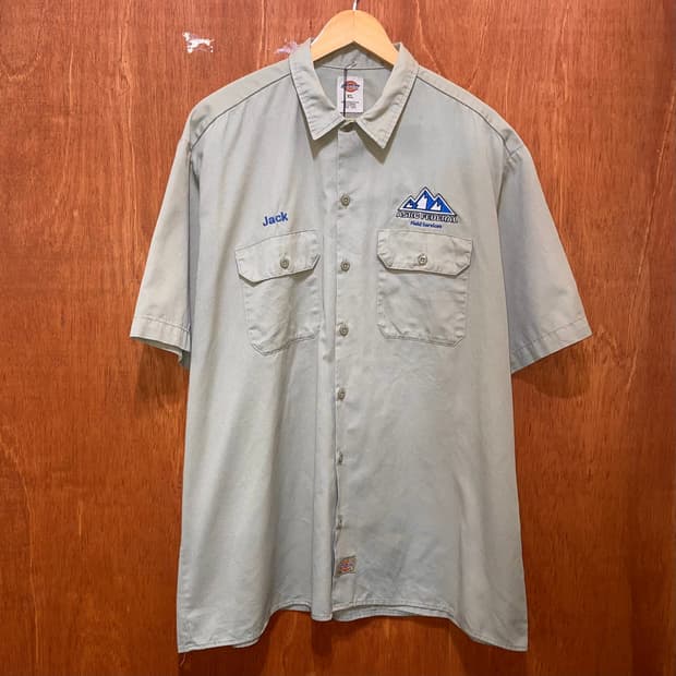 (XL) Dickies 디키즈 반팔 자수 워크 셔츠 베이지