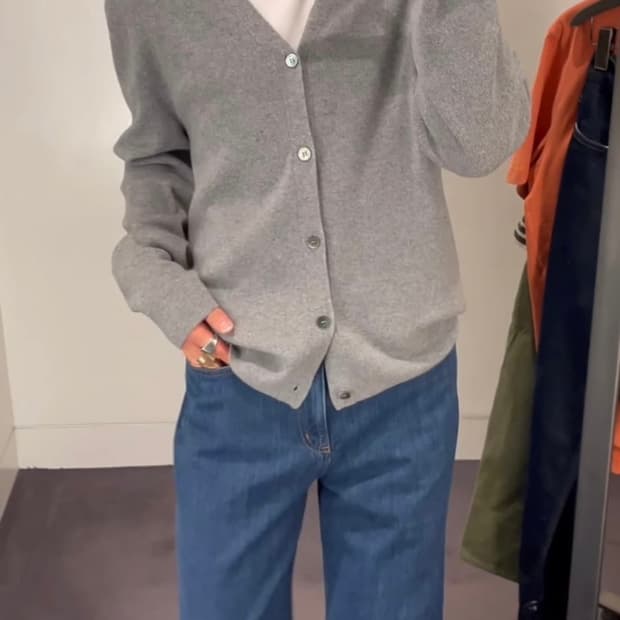 [L]코스 캐시미어 가디건 그레이