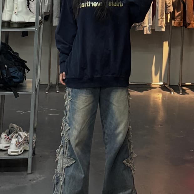 디스이즈네버댓 로고 크루넥 네이비 맨투맨 A3246