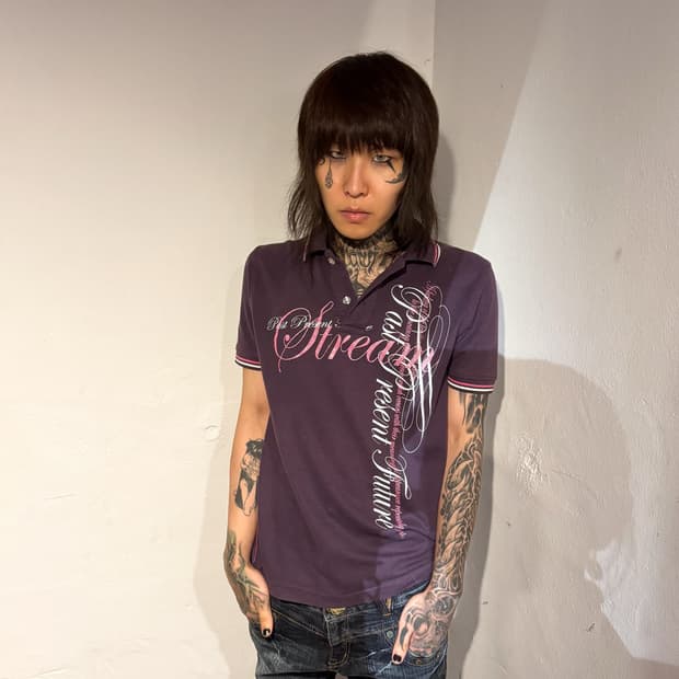 00’s Gyaruo Mood Purple Polo Shirt