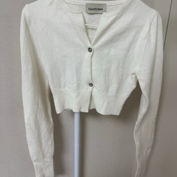 쓰리타임즈 가디건 화이트