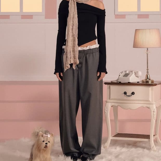 쓰리타임즈 frankie button pants - 다크그레이 / S