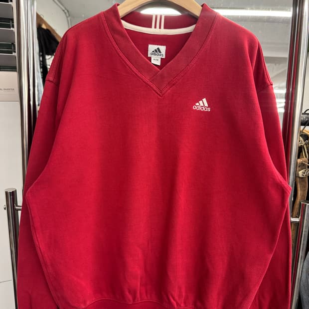 00’s 아디다스 빈티지 브이넥 와플스웻셔츠