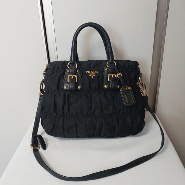[정품] 프라다 BN1336 포코노 고프레 블랙 토트백 3-WAY