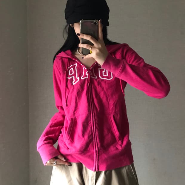갭 핑크 후드집업
