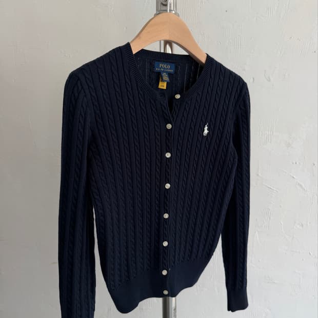 Polo 폴로 랄프로렌 QR라벨 걸즈 케이블 니트 가디건
