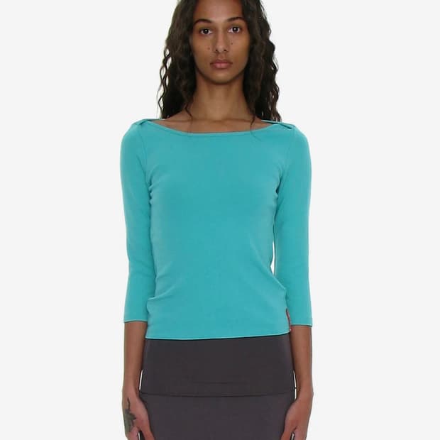 파르티멘토 우먼 PWC 쓰리 쿼터 슬리브 티 에메랄드