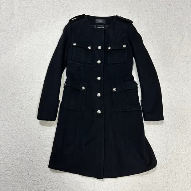 타임 모직 코트 블랙