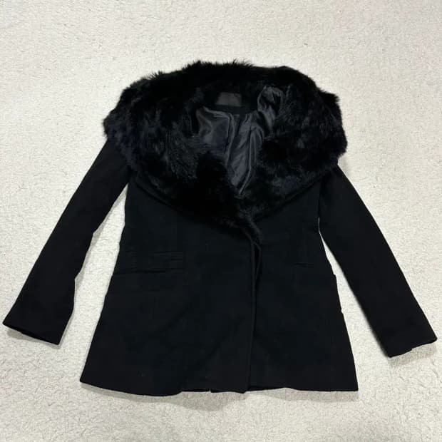 시스템 모직 코트 블랙 여성