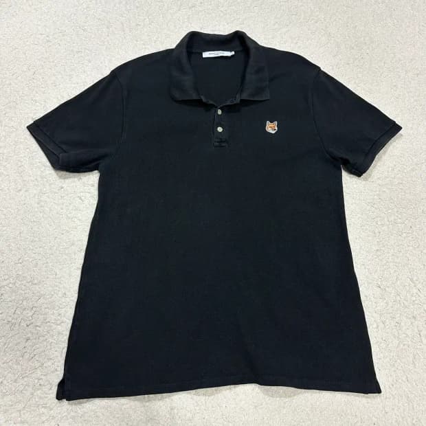 메종키츠네 반팔 카라티 블랙 XL