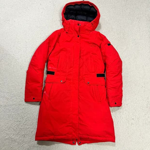 노스페이스 여성 롱패딩 레드 90