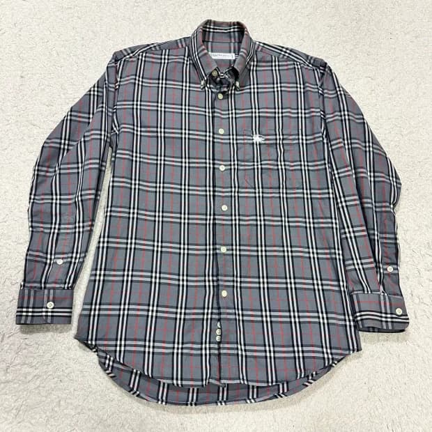 버버리 체크 긴팔 셔츠 그레이 s