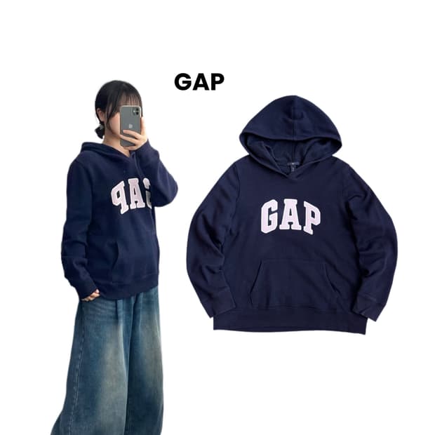 갭 Y2K 남핑 빅로고 후드티