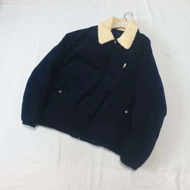 예일 네이비 보아털 코듀로이 패딩