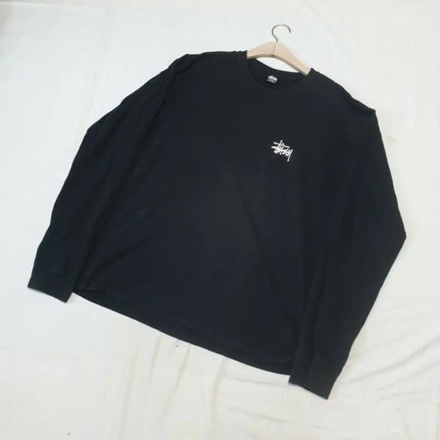 스투시 블랙 클래식 슬리브 티셔츠